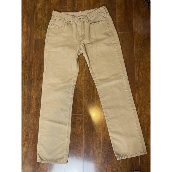 Levis 514 Jeans Mens 34x34 Khaki Tan Straight Fit Straight Leg Five Pocket Denim - Picture 4 of 9